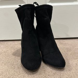 Charles David Black suede tie ankle boots